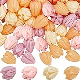SOFPLATE 1 Box 100Pcs 4 Colors Acrylic Flower Beads Jasmine Flower Beads Small Coral Shell Dyed Synthetic 3D Carved Cute Loose Beads Flowers for Jewelry Making Beading DIY Bracelet Necklace Earring