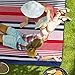 WolfWise 79″x79″ XXL Picnic Blanket Extra Large Fleece Beach Mat with Waterproof Backing Anti Sand, Red Blue Stripesthumb 3