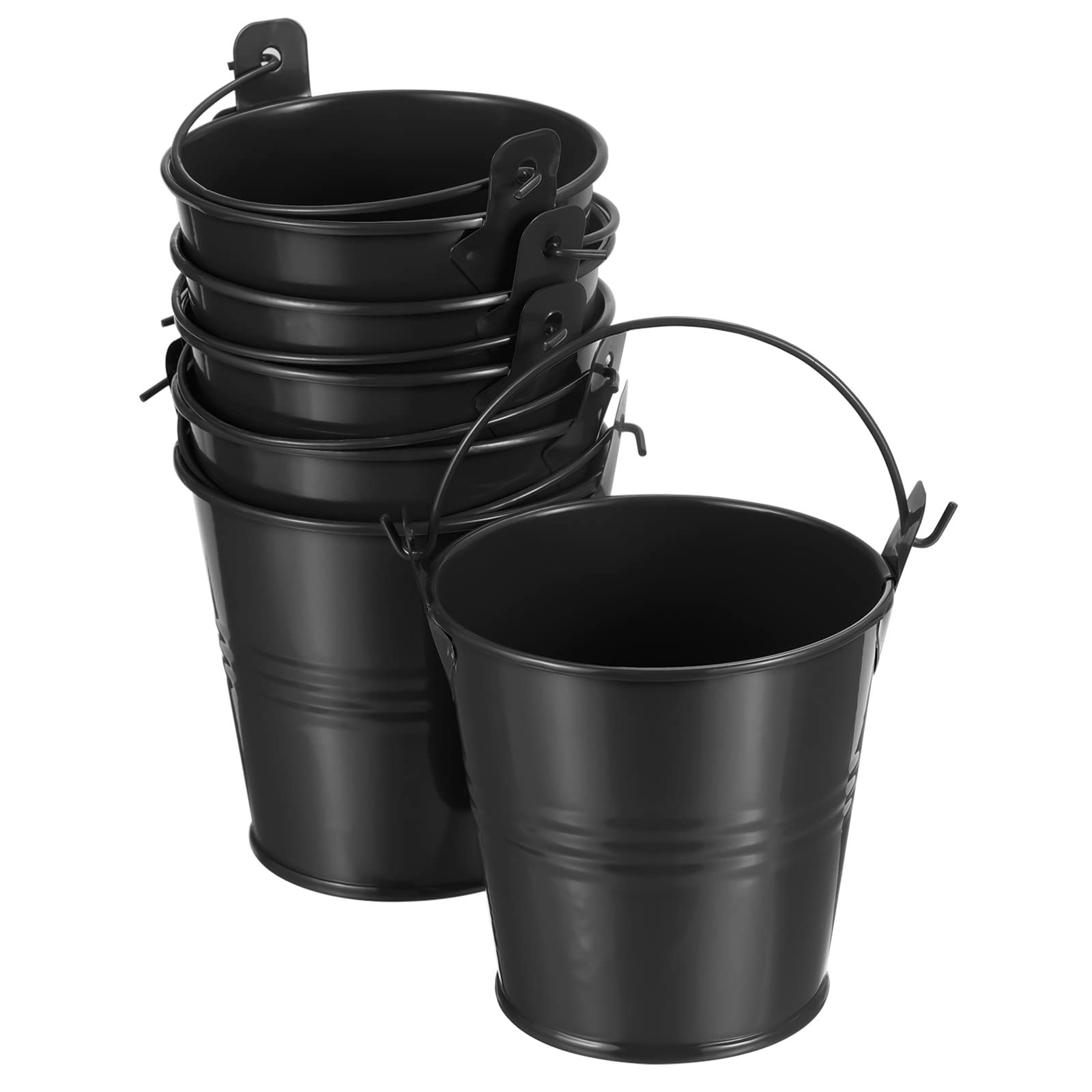 Photo 1 of PATIKIL 3" Height Mini Metal Bucket, 6 Pack Colorful Metal Succulents Pot Party Decorative Pails with Handles for Small Succulents, Black