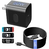 60W Charger with USB-C Fast Charger for Switch 2 - Support PD and QC 3.0,Extra Long 5FT Charging Cable, Support 4K TV Dock Mode,Replacement for Switch/iPhone/Laptop