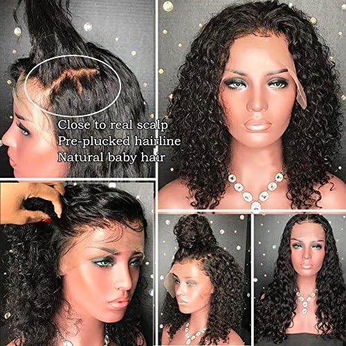 CLbuxi Full Lace Human Hair Wig for Black Women Curly Hair Brazilian Virgin Hair Wigs Lace Front Human Hair Wigs with Baby Hair(18 inch,full lace wig)
