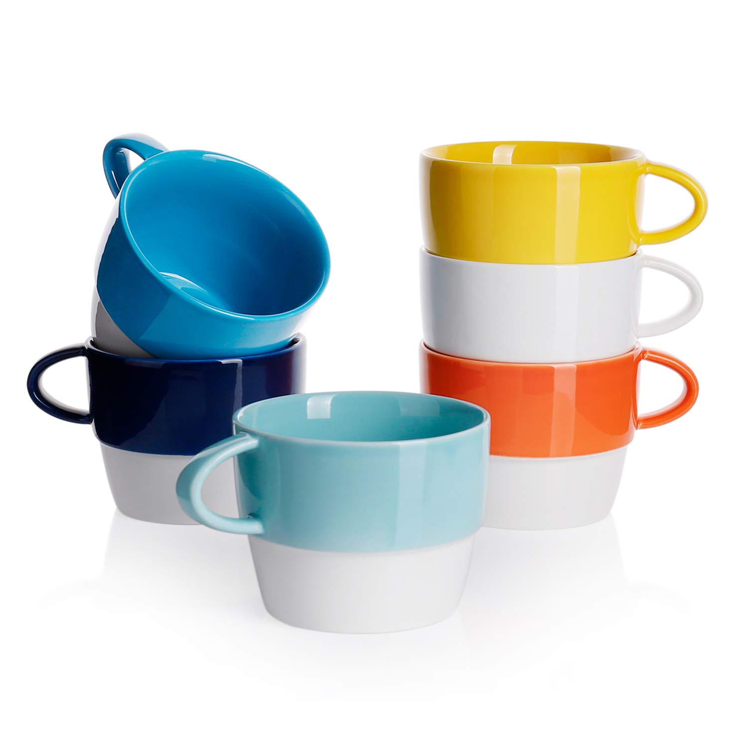 Tazze Jumbo In Porcellana Turchese - Design Moderno, Capacit&agrave; 453g - Per Caff&egrave;, T&egrave; E Zuppe