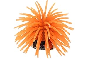 Mallofusa Artificial Aquarium Fish Tank Decoration Silicone Sea Anemone Artificial Fish Tank Ornament Decoration Small(Orange)