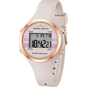 BOFAN Waterproof Sports Women's Digital Watch Chronograph Silicone Strap Watch