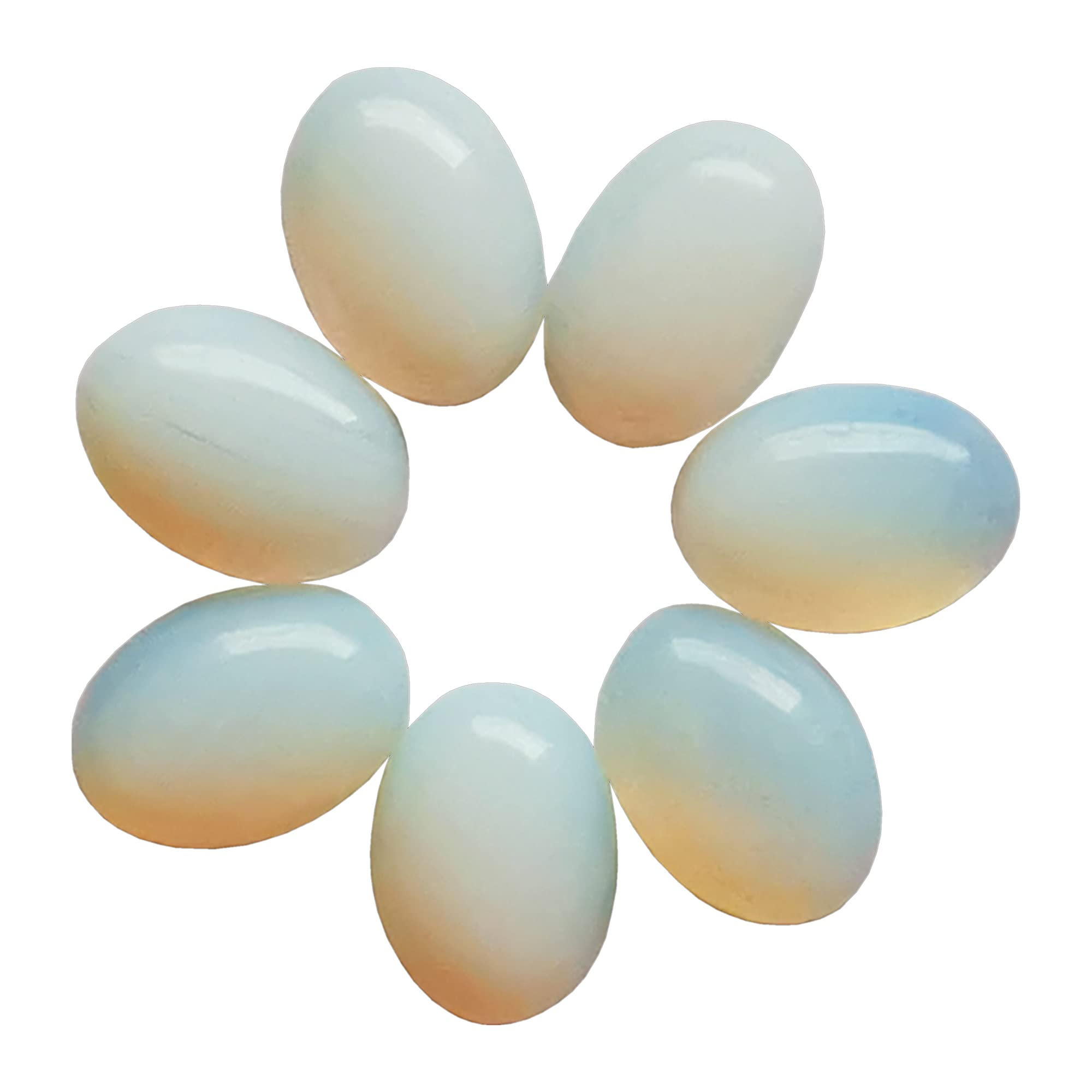 Manekieko 7 Pcs Synthetic Opalite Oval Cabochons Flatback Crystal Stone Gemstones Beads for Jewelry Making DIY,18x13mm