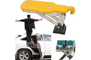 SYDSZ Car Door Step, Universal Fit Car Roof Access, Multi-Foldable Aluminum Alloy Roof Rack Car Step, Adjustable Stand Pedal for Door Latch, Supports Both Feet, fits Most Cars, SUV, Trucks (Orange)