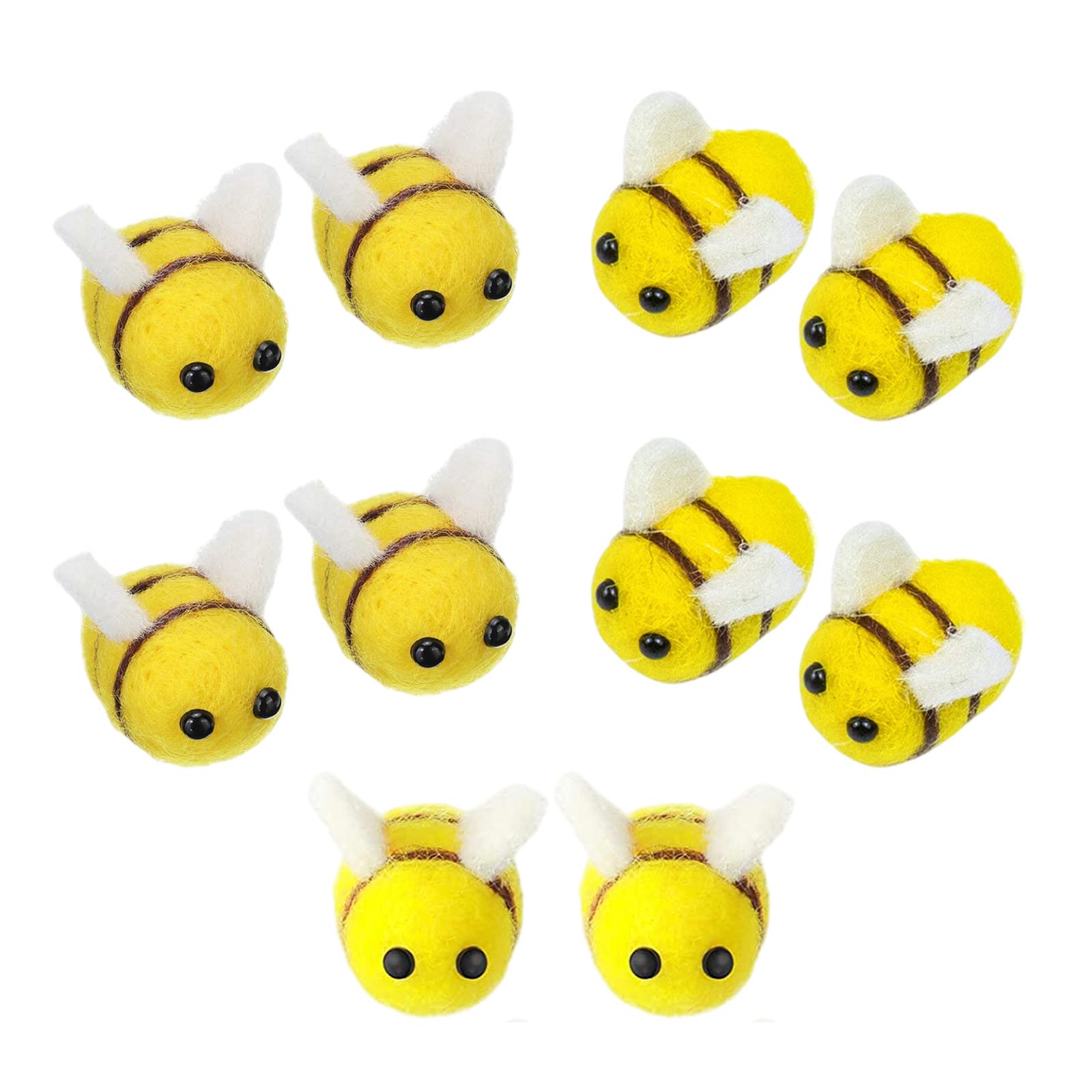 PXRLMYF 10Pcs Wool Felt Bumble Bee,Craft Balls Honey Bee,Mini Felt Bees,Yellow Wool Felt Bee for Nursery Tent DIY Craft Decoration Party