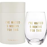 Santa Barbara Design Studio Wine Glasses Gold Foil Stemless Wine Glass, 17-Ounce, I Waited 9 Months