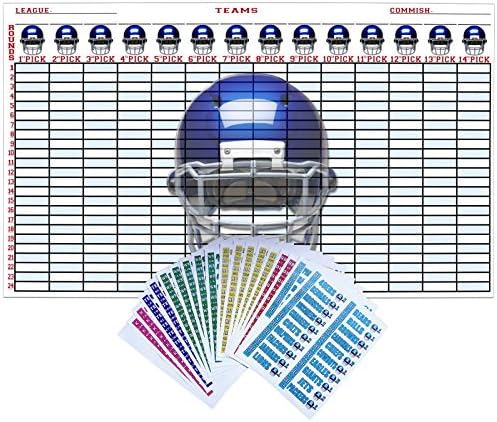 Fantasy Football Draft Kit 2017 5ft x 3ft Color kit with Large 4" Labels