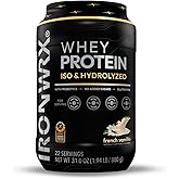 IRONWRX 100% Hydrolyzed Whey Protein Isolate | 30g Protein, 7.4 g BCAAs | French Vanilla | Informed Sport Certified Banned Substance Free | Low Carb, Keto Friendly, Fast Absorbing Powder | 22 Servings