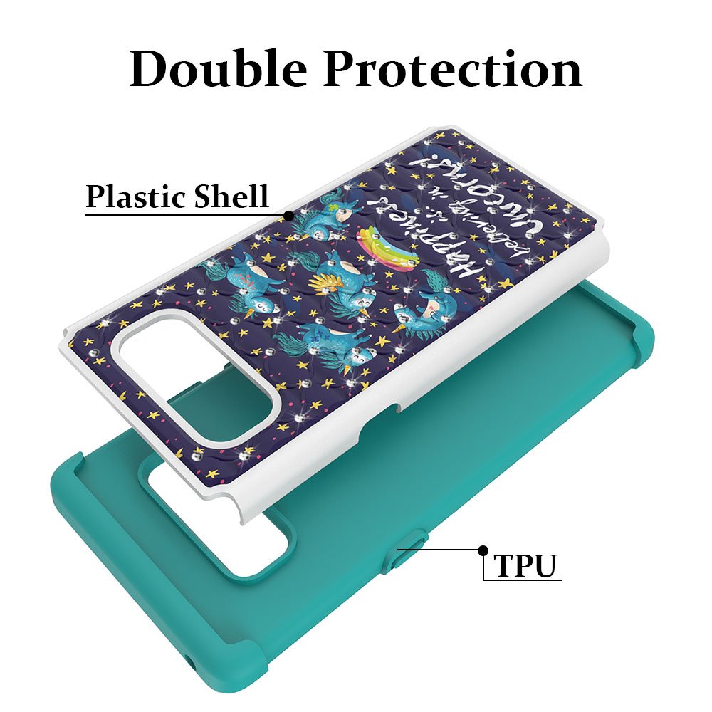 Note 8 Case, Galaxy Note 8 Case, MagicSky [Shock Absorption] Studded Rhinestone Bling Hybrid Dual Layer Armor Defender Protective Case Cover for Samsung Galaxy Note 8 (Unicorns)