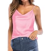 TOUTOUAI Women's Silk Satin Camisole Cowl Neck Tank Top Cami Silky Basic Tank Shirt Blouses