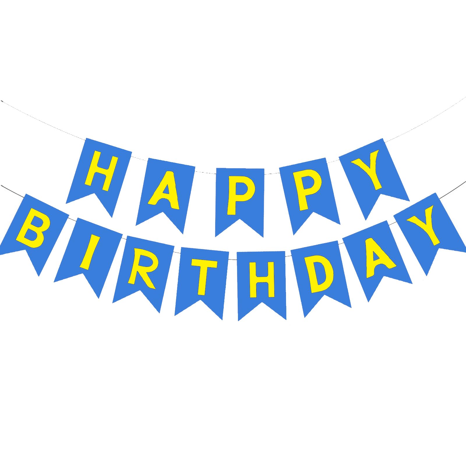 Photo 1 of PANRRPERS Happy Birthday Banners?Party Decorations? Garland Birthday Party Bunting Sign for Kids Teenagers Boys Girls (Blue+Yellow)