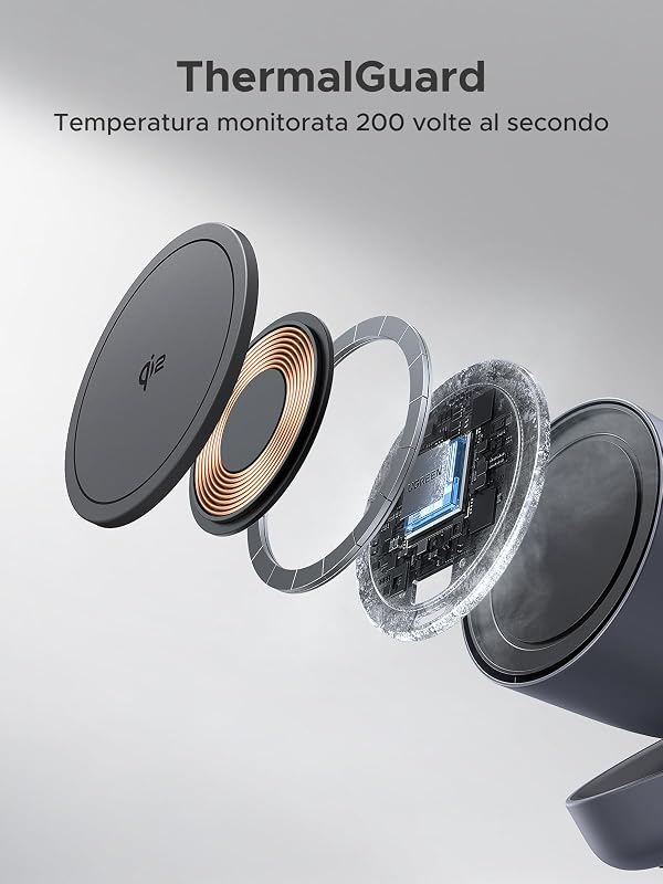 Zapix 2 in 1 Caricatore Wireless iPhone Magsafe Qi2 15W (Grigio) — foto 4 di 8