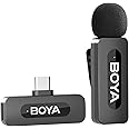 BOYA Wireless Lavalier Lapel Microphone for Android Smartphone Laptop - Omnidirectional USB C Condenser Video Recording Mic f