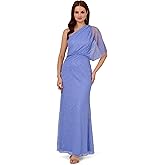 Adrianna Papell Women's Bead Mesh Long Dress, Peri Blue, 6