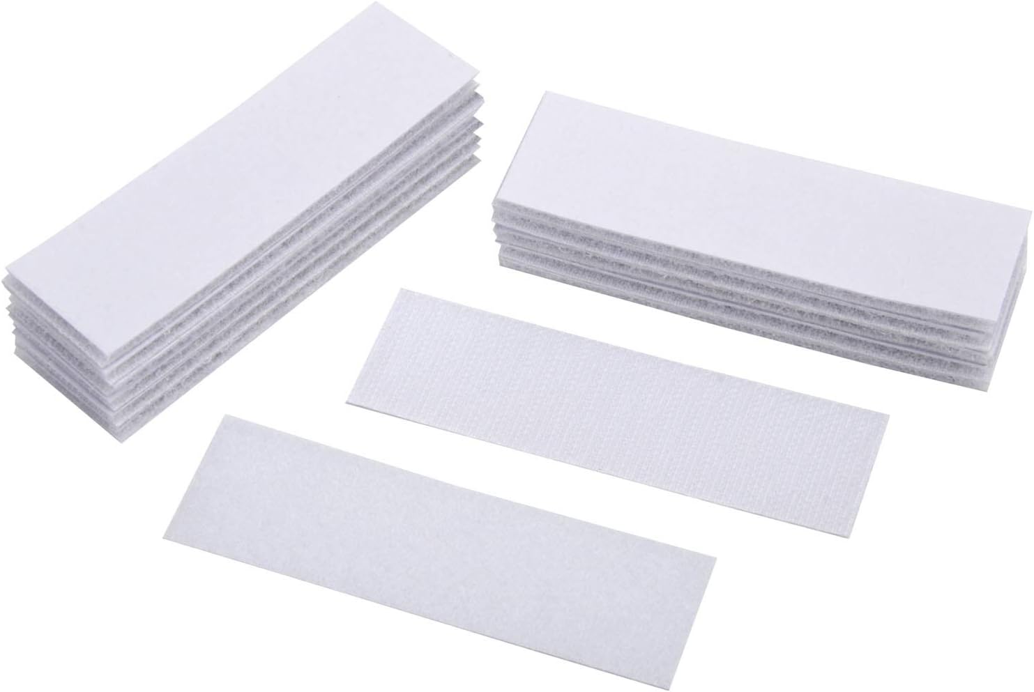 BRAVESHINE Hook and Loop Tape - Strong Adhesive - 12 Pack Heavy Duty Picture Hanging Strips - Double Sided Sticky Back Pads for Rug Carpet Mat Gripping & Tool Mounting - White, 1.2x4Inch