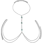 CHIC DIARY Body Chains for Women Sexy Layered Bra Chain Sparkly Rhinestone Crossover Bikini Body Necklaces