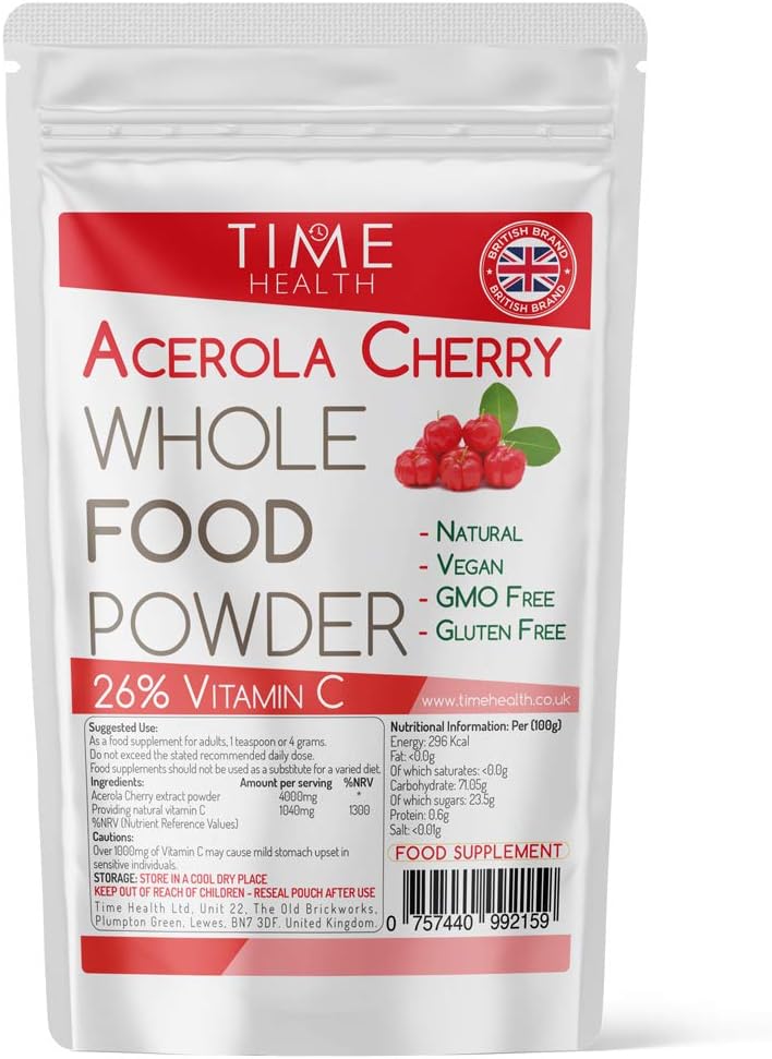 Acerola Cherry Spray Dried Juice Powder - Natural & Wholefood VIT C - 100g 250g 500g 1kg (250g Powder Pouch)