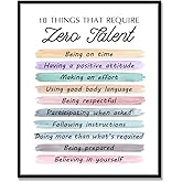 10 Things That Require Zero Talent Quote, Being On Time, Effort Body Language, Motivational Poster, Typography Art, Office Wall Decor, Success Tips, Classroom Decor, No Framed (11X14 INCH)