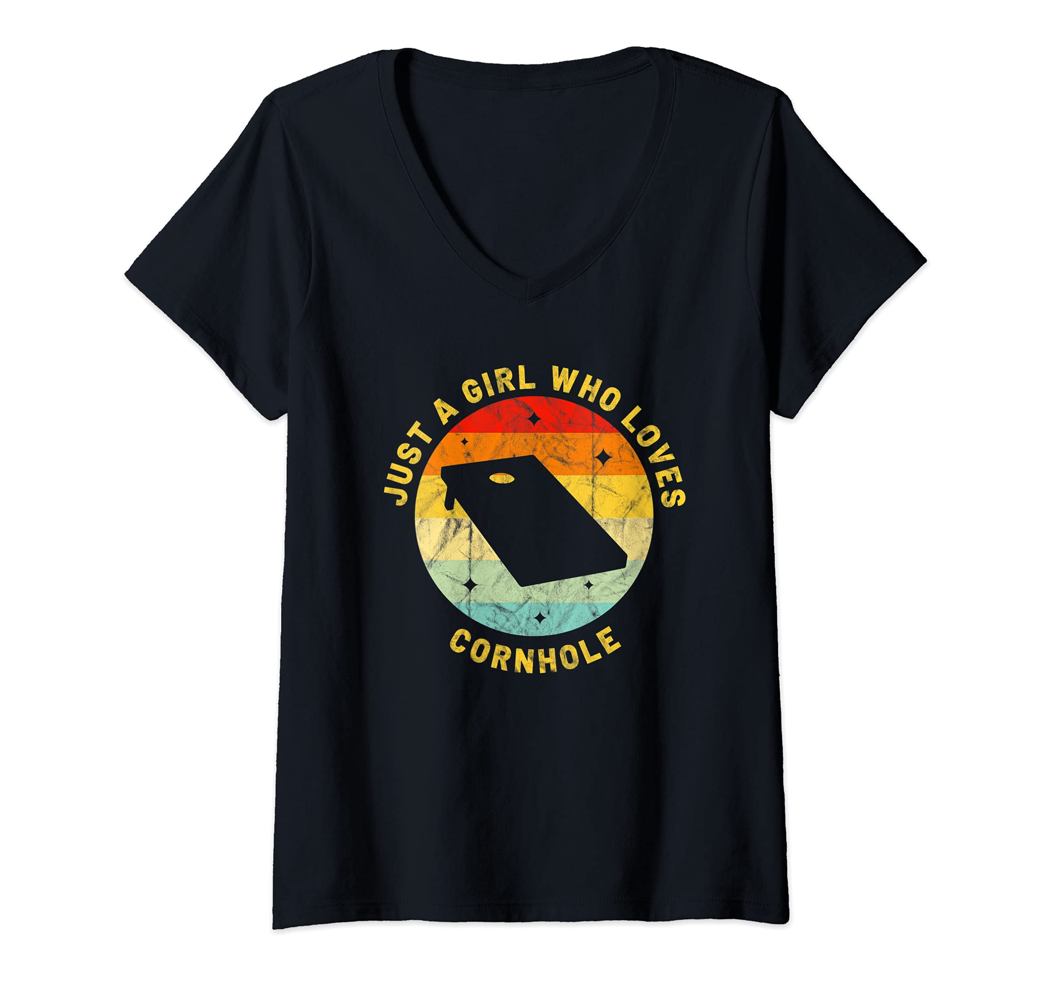 Womens Cornhole Just A Girl Women's Vintage Team Tournament V-Neck T-Shirt