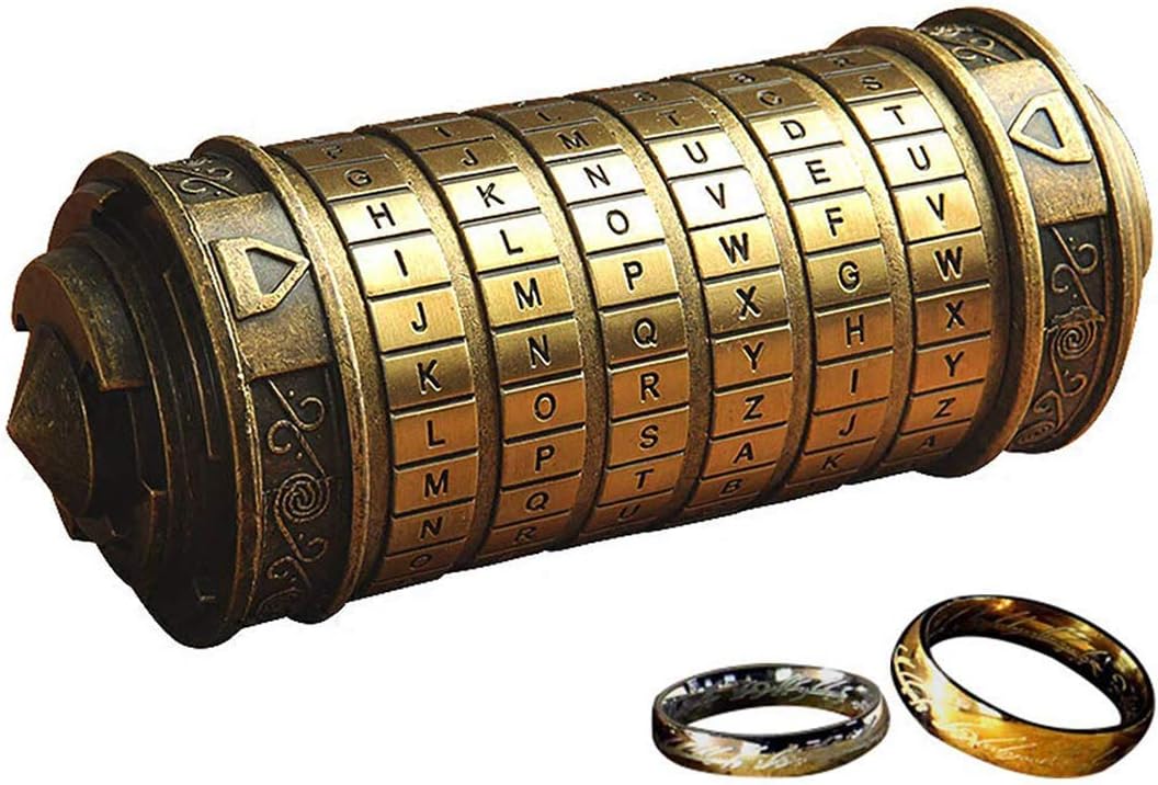 wyhweilong Da Vinci Code Mini Cryptex Interesting Creative Romantic Gift (Copper-colored)
