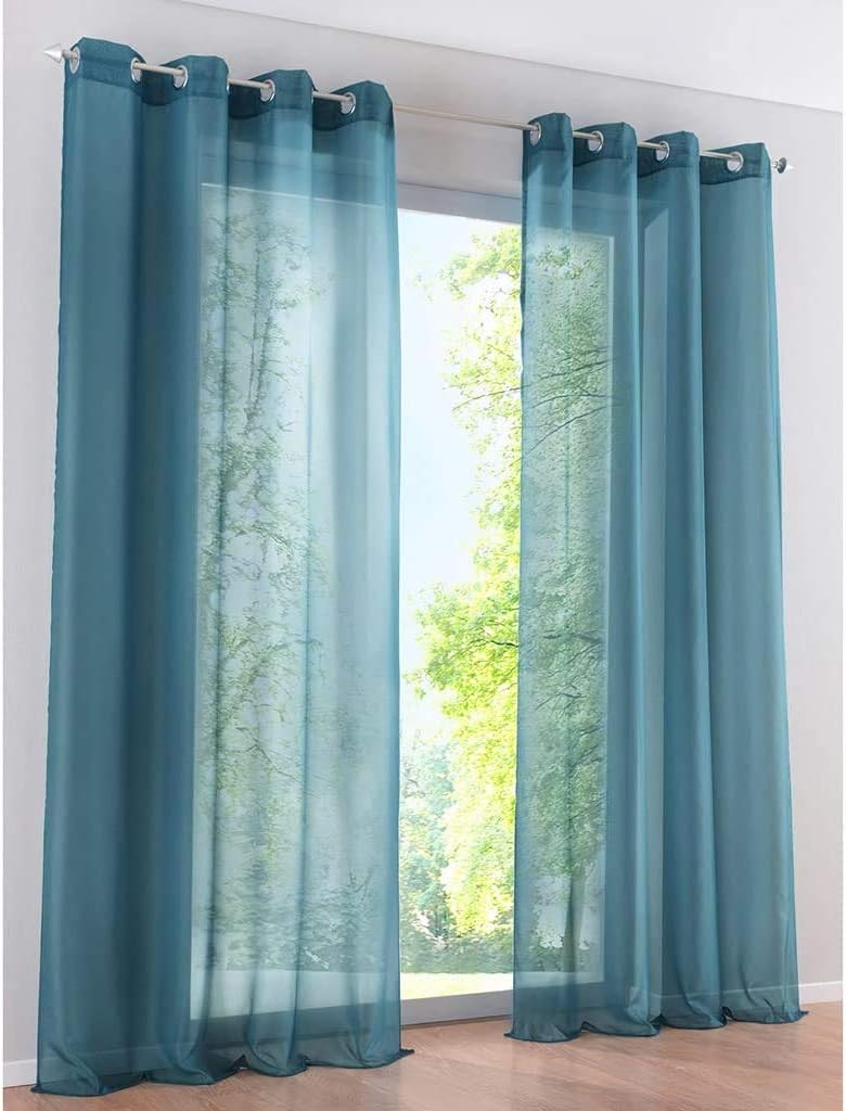 SIMPVALE Sheer Voile Curtain Semi Transparent Curtains High Density Terylene Eyelet Curtains Indoor Living Room Bedroom Balcony Curtains 100% Polyester