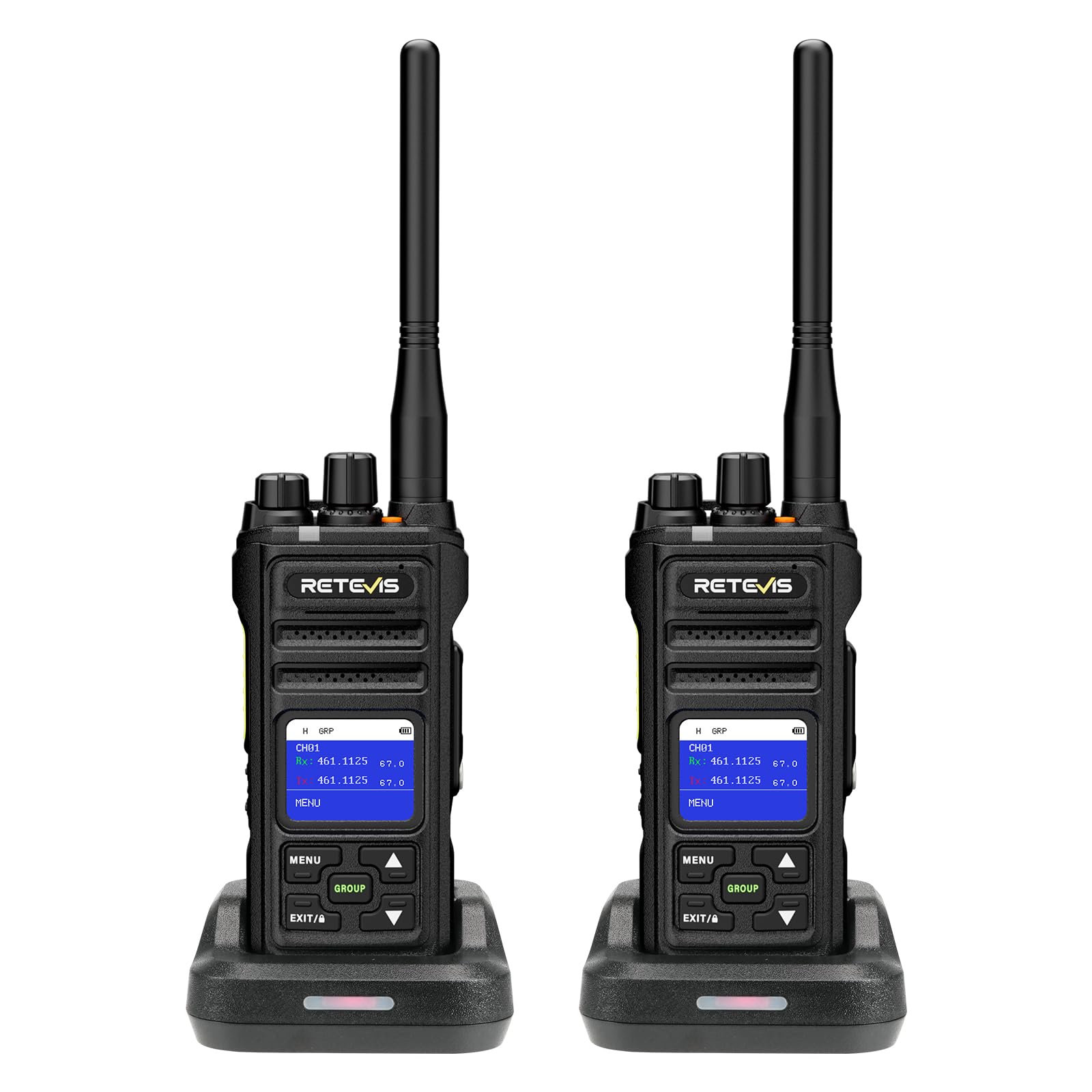Retevis NR630S Walkie Talkies Long Range, Professional IP67 Waterproof Two Way Radio, LCD Screen, Advanced Range Audio, Group Call, High Power Heavy Duty Walkie Talkie for Security, Shop (Black, 2Pcs)