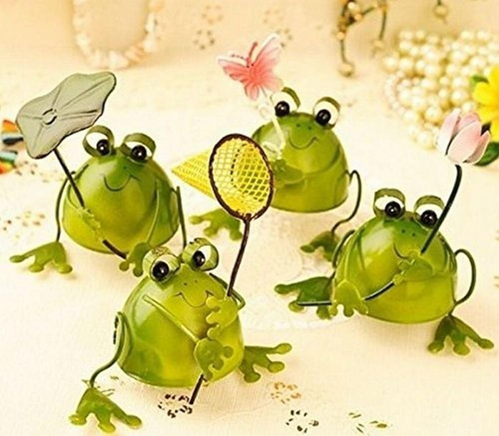 Amazon Co Jp Eleeje 4匹の小さなカエル 置物 プレゼント インテリアとしても最高 スポーツ アウトドア