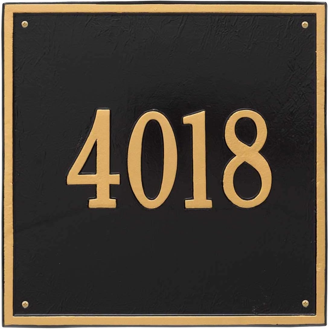 Address Signs - Comfort House Personalized Metal Address Plaque - Made in USA Custom House Number Sign - Large Square # P3048