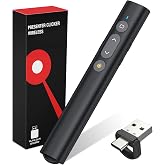USB C Presentation Clicker with Red Laser, 2-in-1 USB-A/Type-C Receiver | Plug &amp; Play, Compact Lightweight Design, Wireless Presenter Compatible with Mac/Windows, Works with PPT/Keynote/Google Slides
