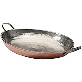 Sertodo Copper Alicante Paella Cooking Pan with Stainless Steel Handles, Hand Hammered 14 Gauge 100% Pure Copper, 18""