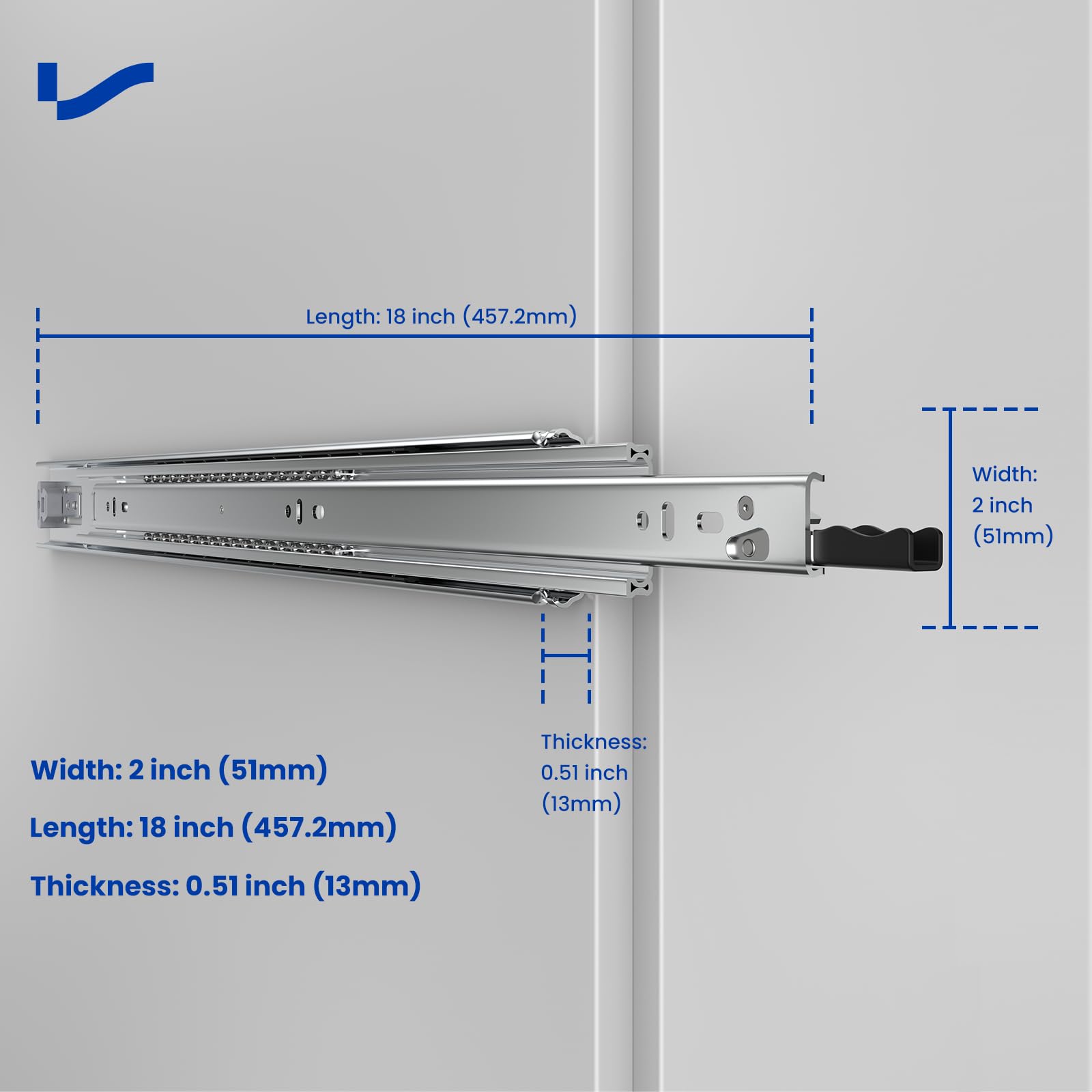 LONTAN 1 Pair Heavy Duty Drawer Slides 12 14 16 18