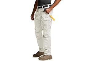 CQR Men's Quick Dry Work Pants, Water Resistant Outdoor Tactical Pants, Lightweight Stretch Cargo Hiking Pants