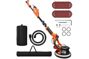 IRONMAX Electric Drywall Sander, Foldable 6 Variable Speed Wall Power Sander with Vacuum Dust Collector, LED Light & Extendab