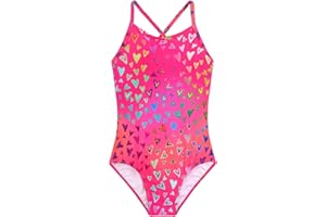 ALAKUOTI Girls One Piece Swimsuits Summer UPF 50+ Quick Dry Beach Bathing Suit Cross Shoulder Strap Swimwear 2-10 Years