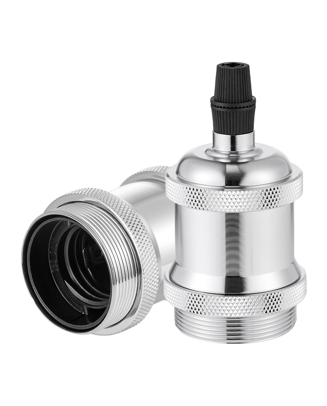 Vecys 2 PCS E27 Vintage Bronze Lamp Socket Adapter Edison Retro Lamp Holder Adapter for Vintage Light Bulbs Pendant Lamp（Silver）