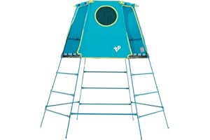 TP Explorer 2 Jungle Gym Climbing Set with Adjustable Steel Frame, Weather-Resistant Canopy & Platform, Outdoor Playset and Playground Equipment for Kids Ages 3-12, 220 lbs Capacity