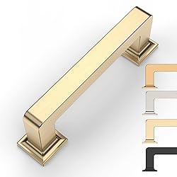 9BUILD 6 Pack 3 Inch Cabinet Handles Brushed Brass