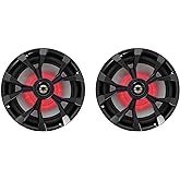 Rockville Pair RKL80MB 900 Watt 8-Inch 2-Way Marine Boat Speakers, IP66 Waterproof, Beat-Sync LED Lights, Rustproof Design, Perfect for Boats and ATVs