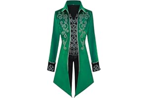IWQBQ Men's Steampunk Jacket Gothic Medieval Vintage Court Tailcoat Halloween Costumes