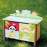 Fantasy Fields - Sunny Safari Animals Thematic Kids Wooden Toy Chest with Safety Hinges | Imagination Inspiring Hand Crafted & Hand Painted Details   Non-Toxic, Lead Free Water-based Paint
