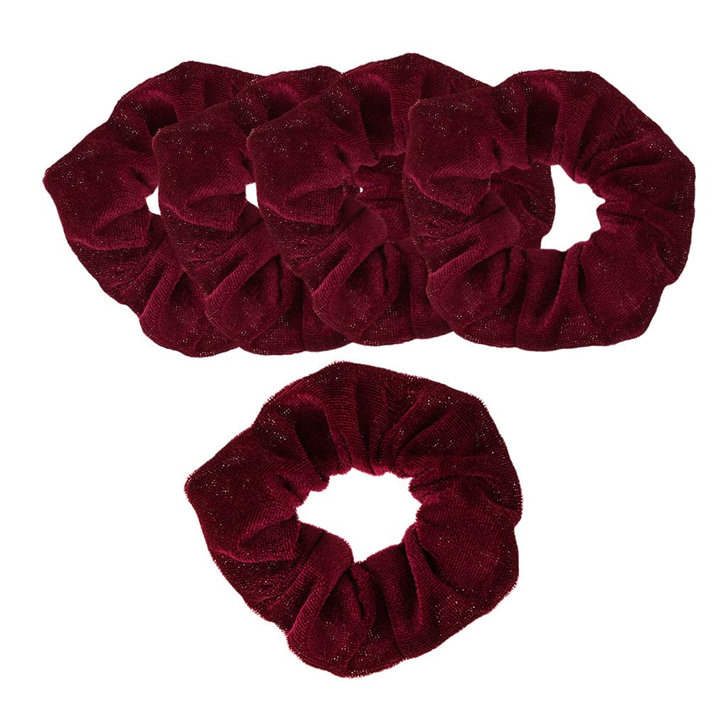 Fenteer 5/pack Velvet Scrunchies Hair Accessories, Burgundy, as described