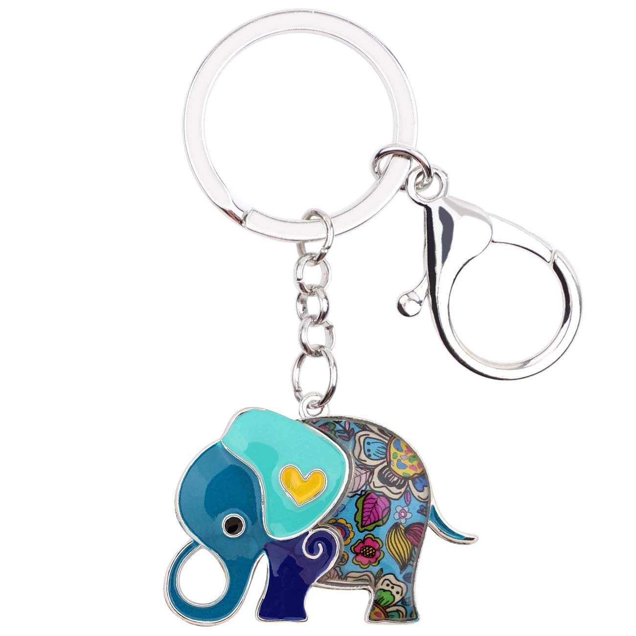 NEWEI Enamel Elephant Keychain Charms Accessories Keyrings Elephant Gifts for Women Girls (Navy)