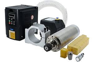 LCRHLCNC CNC Spindle Kit，2.2kw Water Cooled Spindle Motor 24000rpm 4 bearings，VFD Variable Frequency Drive ，75w Water Pump，5meters pipes，80mm Spindle Mount，13 pcs ER20 Collets For Milling Machine (2.2kw-110v)