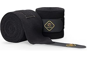 Kavallerie Elastic Fleece Bandages for Horses, Non- Slip and Snug fit Breathable Material for Injury Protection and Superior Legs Support, Stocking up Solution - Black - (2 Units Per Pack)