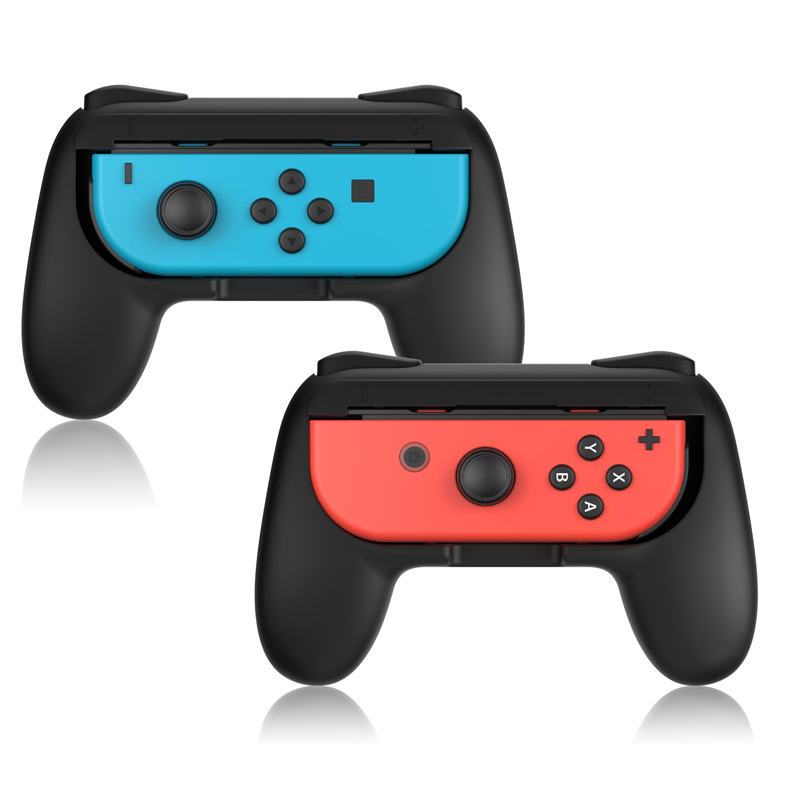 FASTSNAIL Grips Compatible with Nintendo Switch JoyCon&Switch OLED Model, Wear-resistant Handle Kit Gamepad Replacement for Nintendo Switch Joy Cons &Switch OLED Model for Controller(Black)