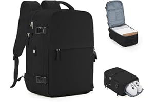 COOFAY Expandable Travel Backpack For Women Men Airline Approved Personal Item Backpack For Airlines Carry On Backpack Flight Approved Waterproof Backpack For Traveling On Airplane Gym Travel Bag Black