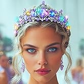 Yean Light Up Purple Crown Fairy Tiara Crown Costume Hair Accessories for Women (Silver+Purple, One Size)