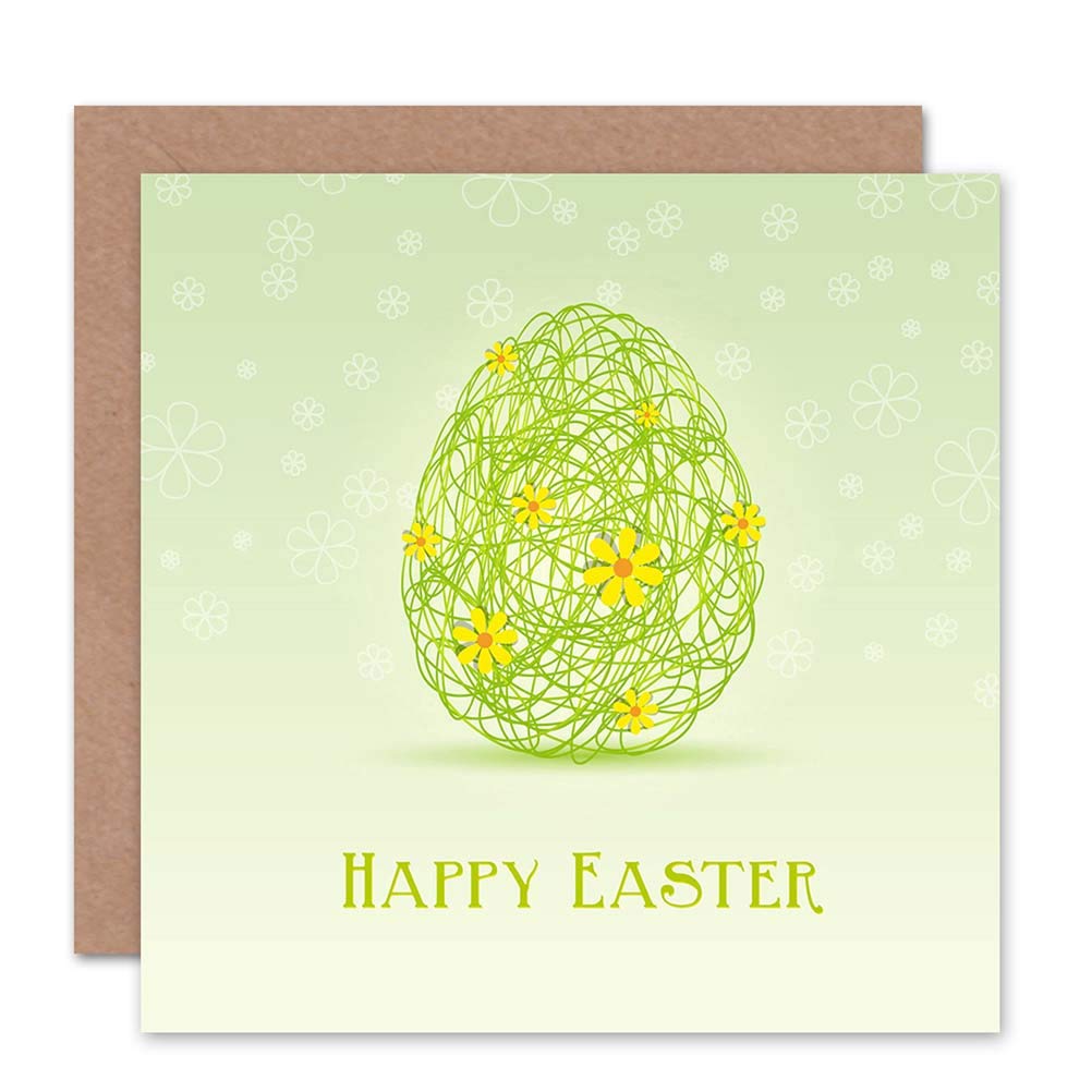 Wee Blue Coo HAPPY EASTER FLOWER EGG BLANK GREETINGS CARD ART